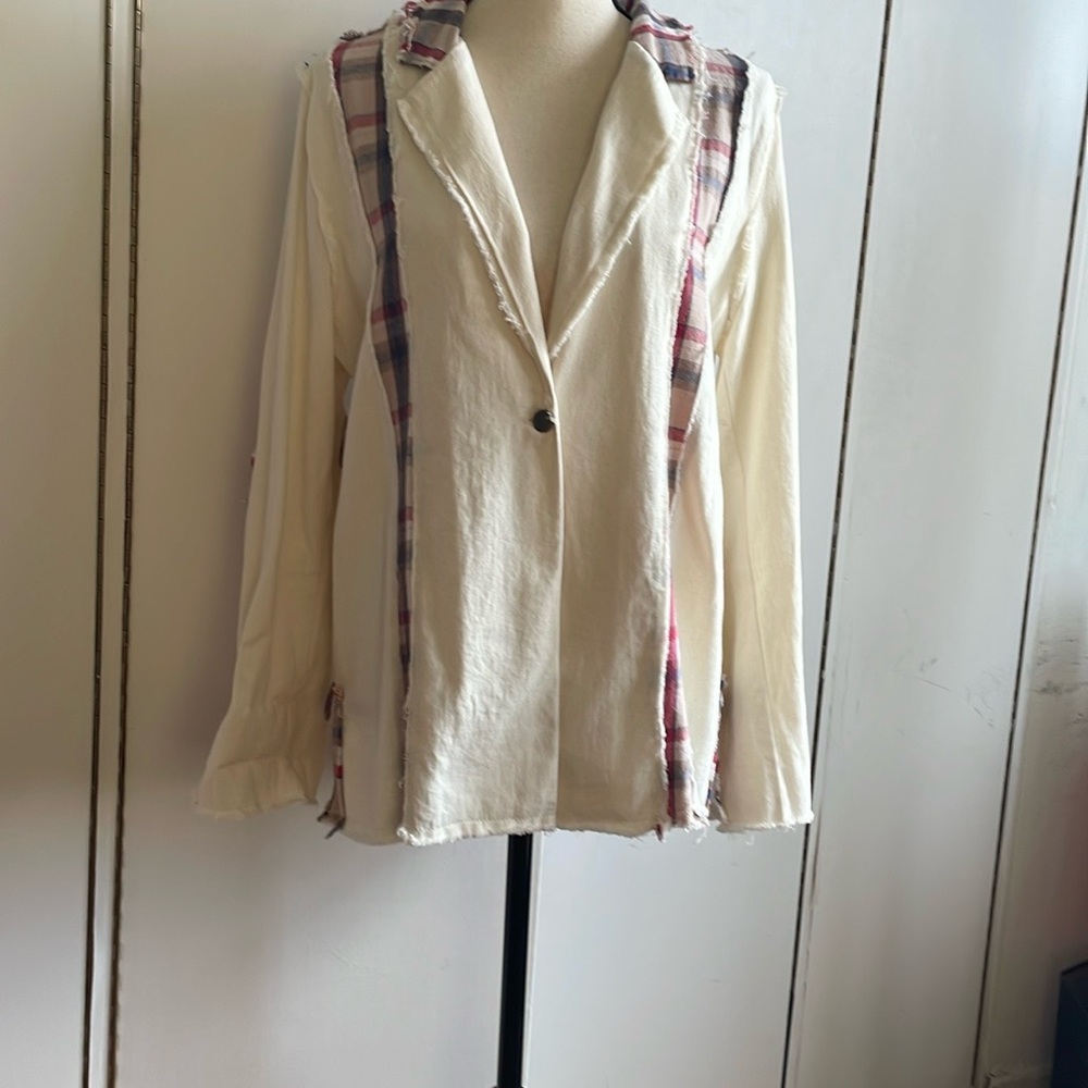[The Porter Collective] White and Plaid Cotton Jacket